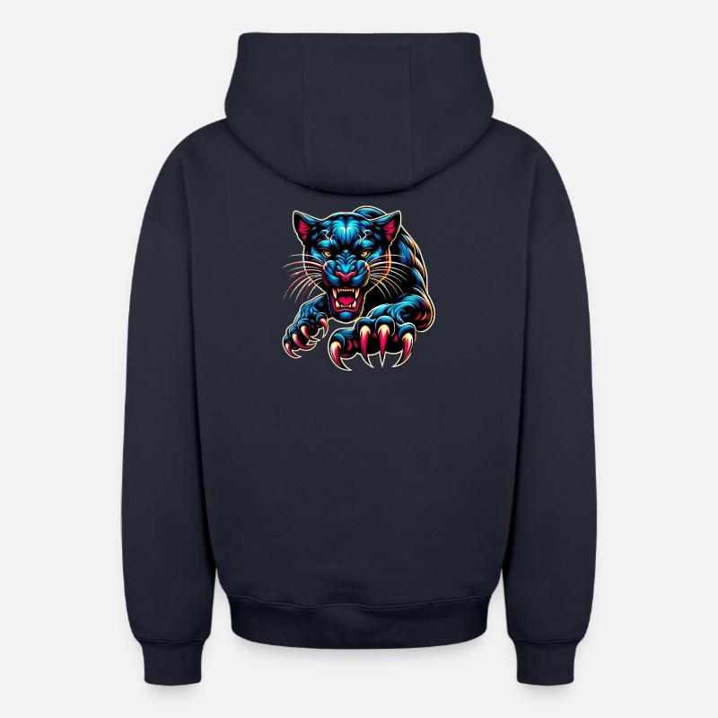 Panthère - Sweat à capuche unisexe zippé oversize épais SPREAD - bleu marine