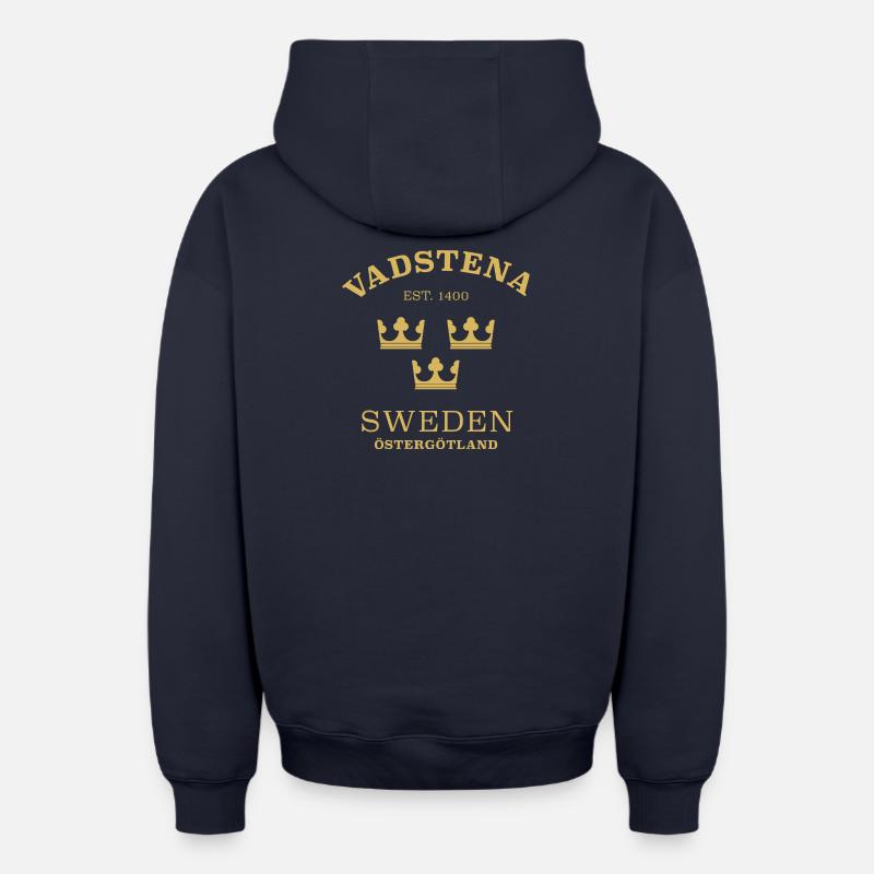 Vadstena, Suède, Suède - Sweat à capuche unisexe zippé oversize épais SPREAD - bleu marine
