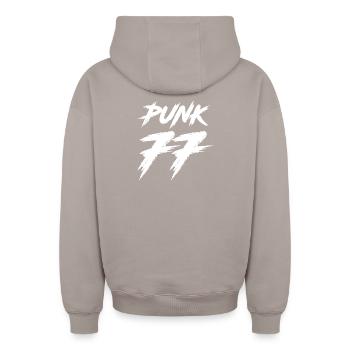 PUNK - Oversized Heavyweight Unisex Zip Hoodie - taupe - Back - AI Model Male 178 light (178cm)