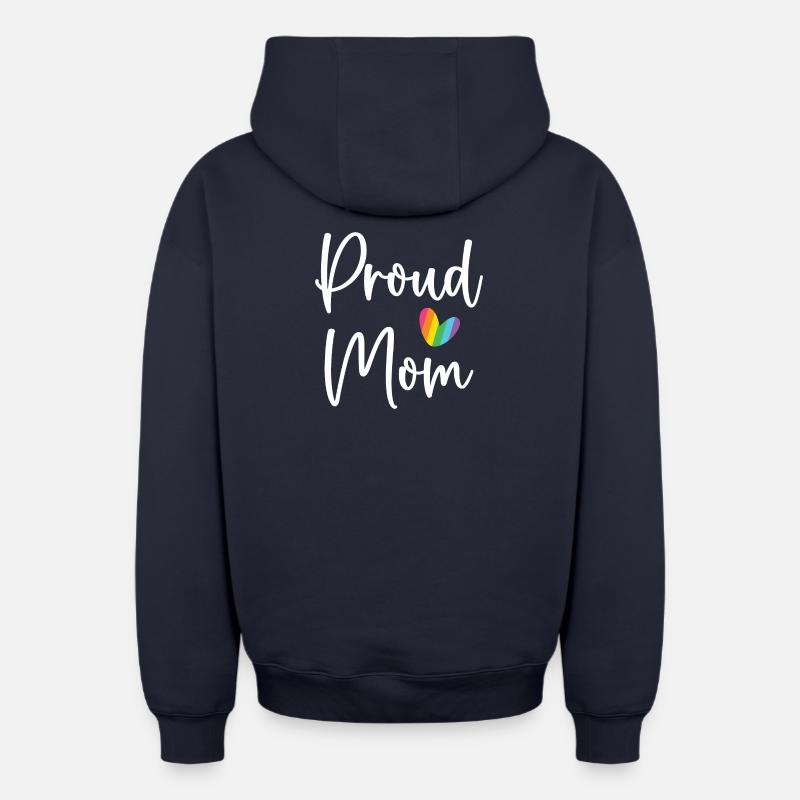 Maman fière - Sweat à capuche unisexe zippé oversize épais SPREAD - bleu marine