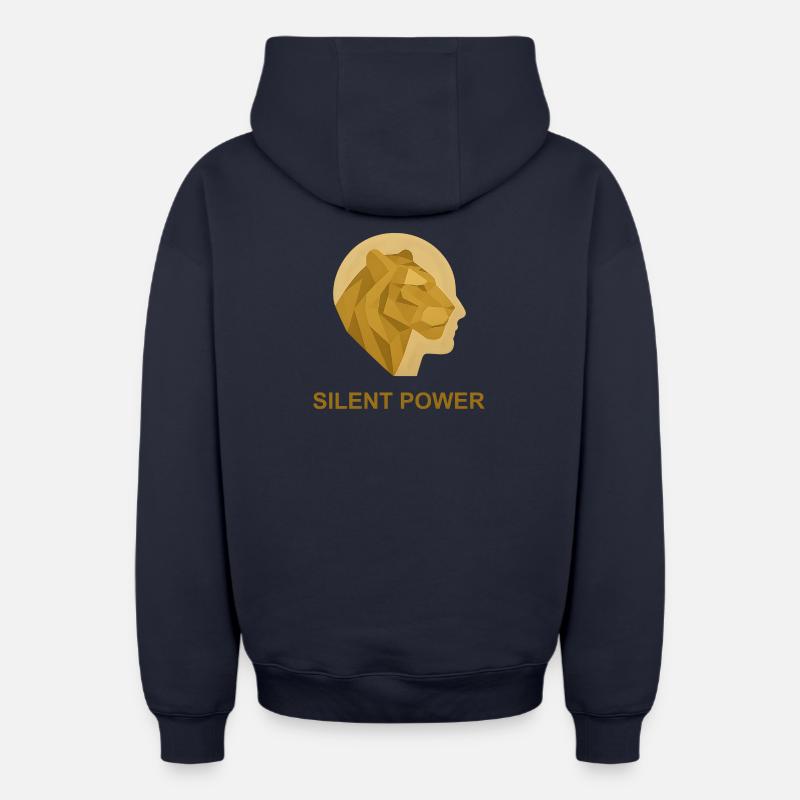 Puissance silencieuse - Sweat à capuche unisexe zippé oversize épais SPREAD - bleu marine