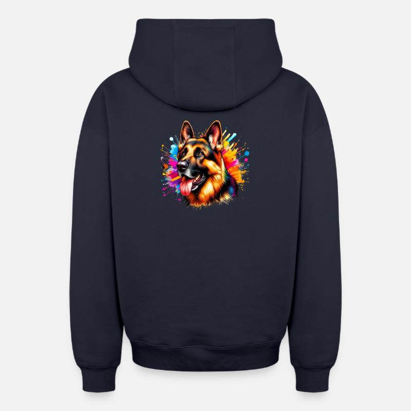 Berger allemand - Sweat à capuche unisexe zippé oversize épais SPREAD - bleu marine