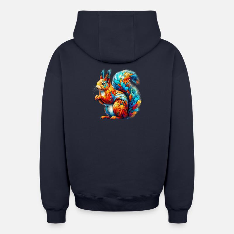 Écureuil - Sweat à capuche unisexe zippé oversize épais SPREAD - bleu marine