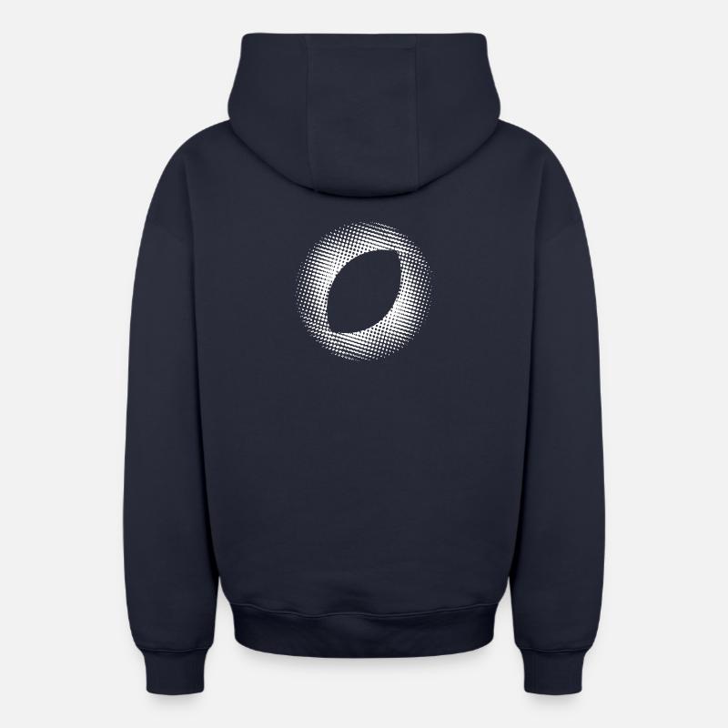 en pointillés, ovale blanc - Sweat à capuche unisexe zippé oversize épais SPREAD - bleu marine