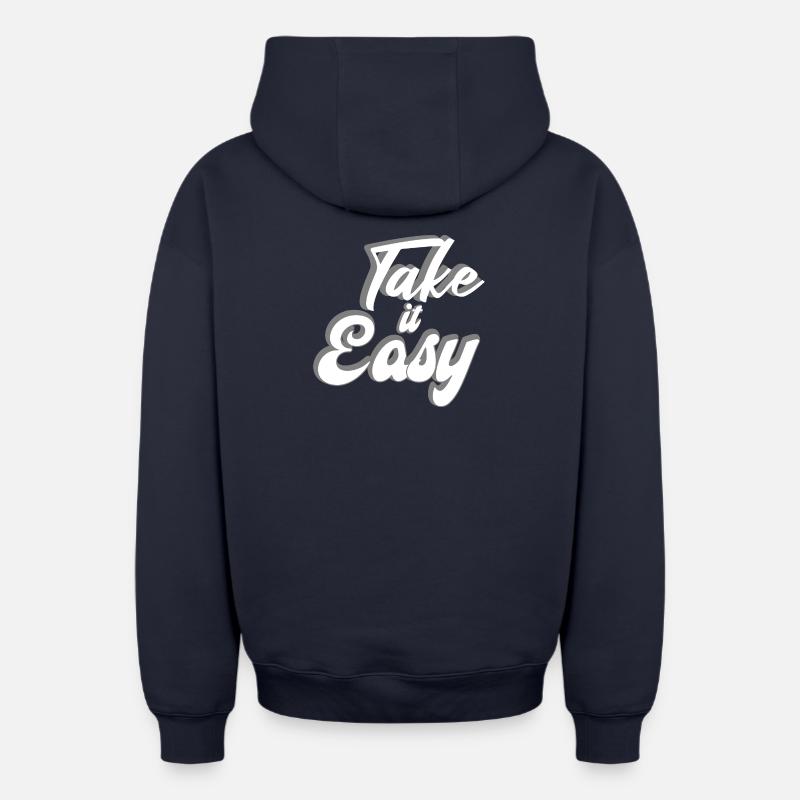 Allez-y doucement Conception - Sweat à capuche unisexe zippé oversize épais SPREAD - bleu marine