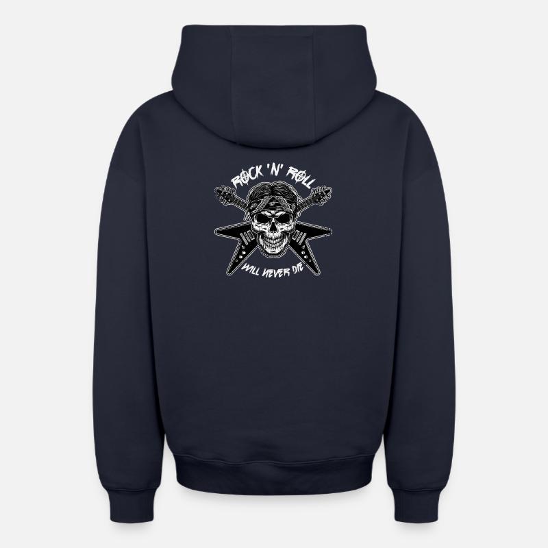 Skull Rock ne meurt jamais. - Sweat à capuche unisexe zippé oversize épais SPREAD - bleu marine