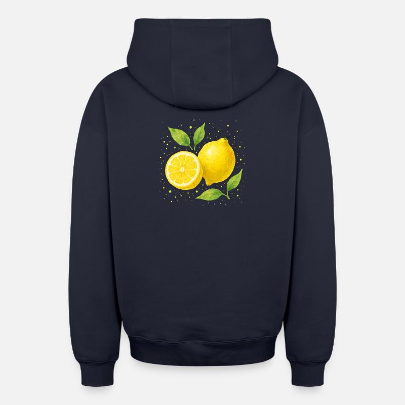 Citrons - Sweat à capuche unisexe zippé oversize épais SPREAD - bleu marine