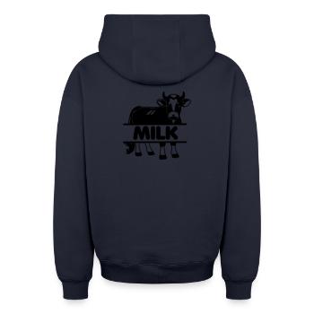 Milchkuh-Design mit 'MILK'-Stange - Oversized Heavyweight Unisex Zip Hoodie - Navy - Hinten - AI Model Male 185 dark (185cm)