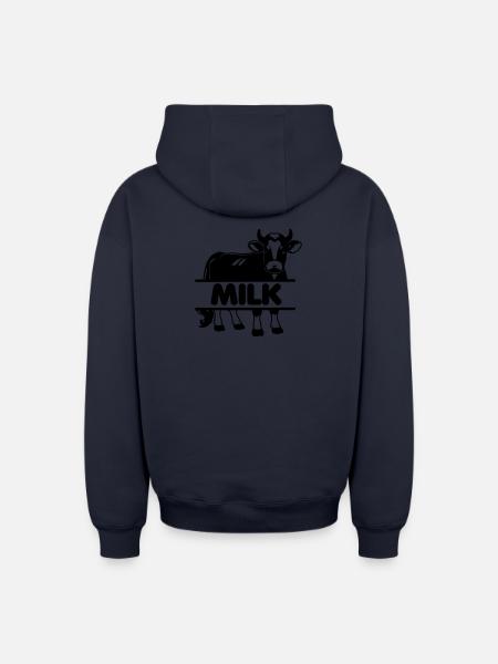 Milchkuh-Design mit 'MILK'-Stange - Oversized Heavyweight Unisex Zip Hoodie - Navy