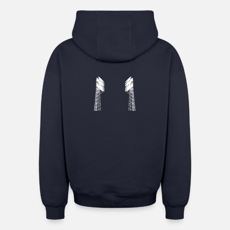 Projecteurs - Sweat à capuche unisexe zippé oversize épais SPREAD - bleu marine