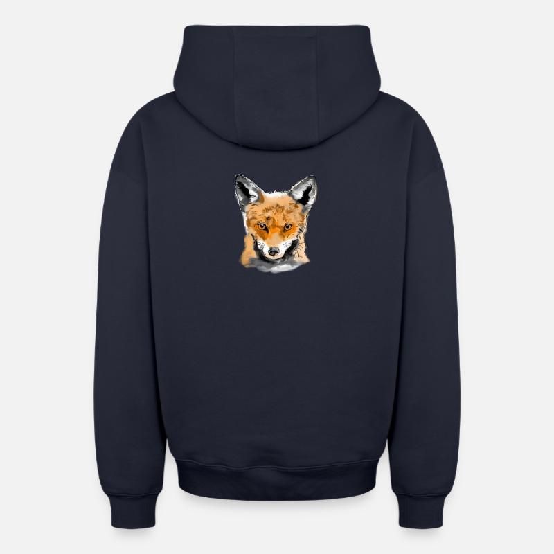 Renard - Sweat à capuche unisexe zippé oversize épais SPREAD - bleu marine
