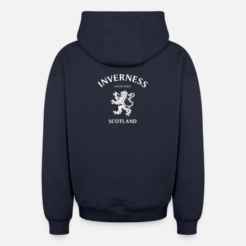 INVERNESS Ecosse Schottland - Sweat à capuche unisexe zippé oversize épais SPREAD - bleu marine