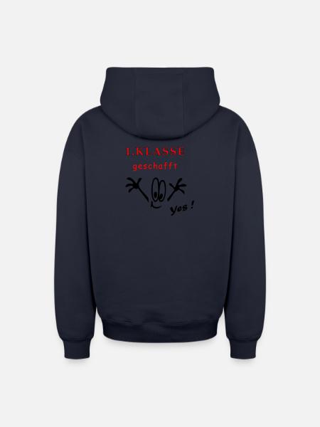 1.Klasse, Schule, yes - Oversized Heavyweight Unisex Zip Hoodie - Navy