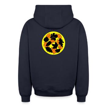 Herbst Oktober Wetter - Oversized Heavyweight Unisex Zip Hoodie - Navy - Hinten - AI Model Male 185 dark (185cm)