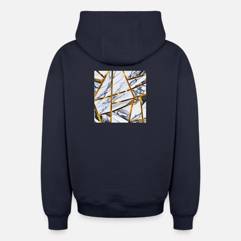 Marbre Or Blanc - Sweat à capuche unisexe zippé oversize épais SPREAD - bleu marine