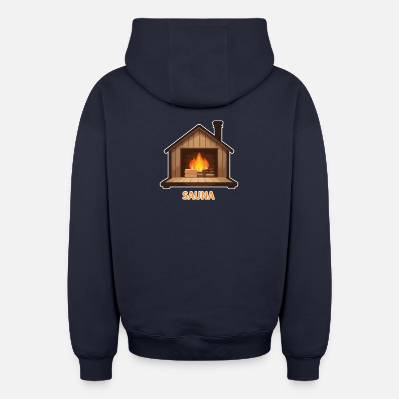 Sauna - Sweat à capuche unisexe zippé oversize épais SPREAD - bleu marine