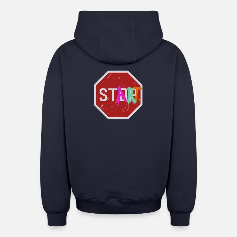 Arrêter le démarrage - Sweat à capuche unisexe zippé oversize épais SPREAD - bleu marine