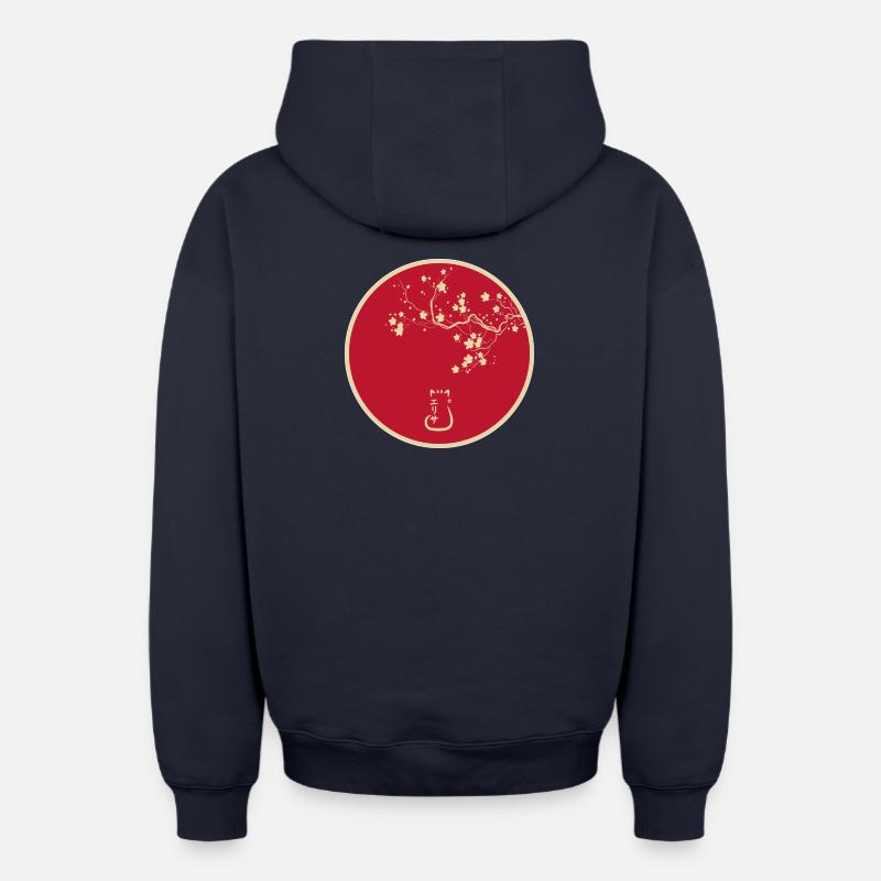 Style japonais - Sweat à capuche unisexe zippé oversize épais SPREAD - bleu marine