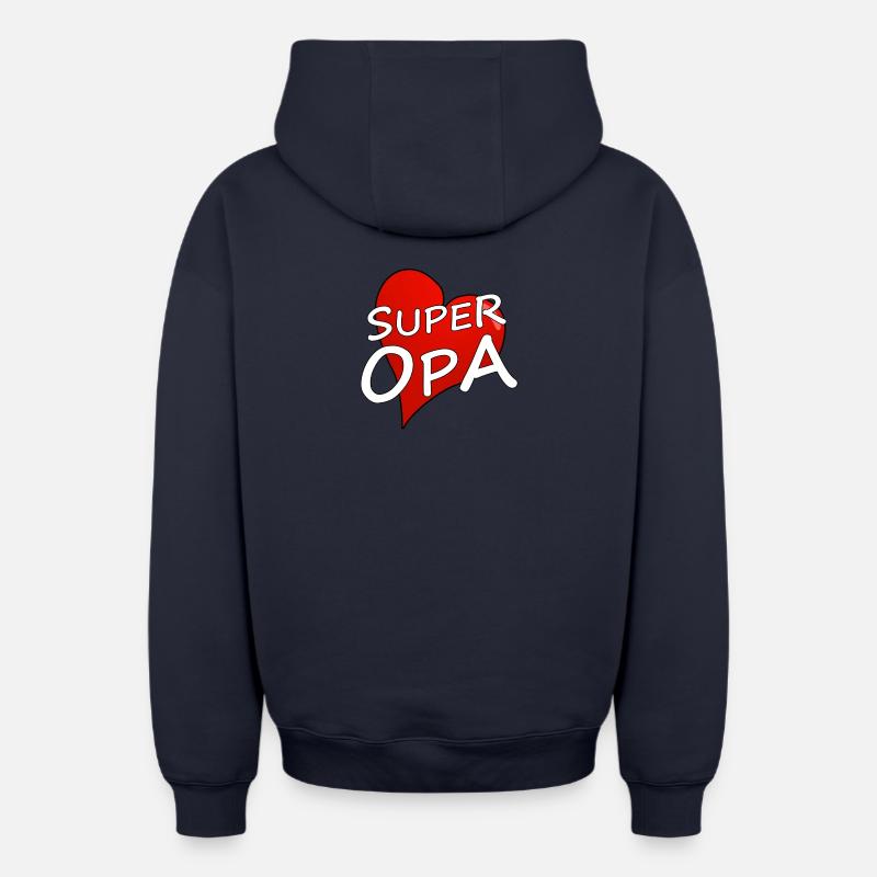 Super grand-père - Sweat à capuche unisexe zippé oversize épais SPREAD - bleu marine