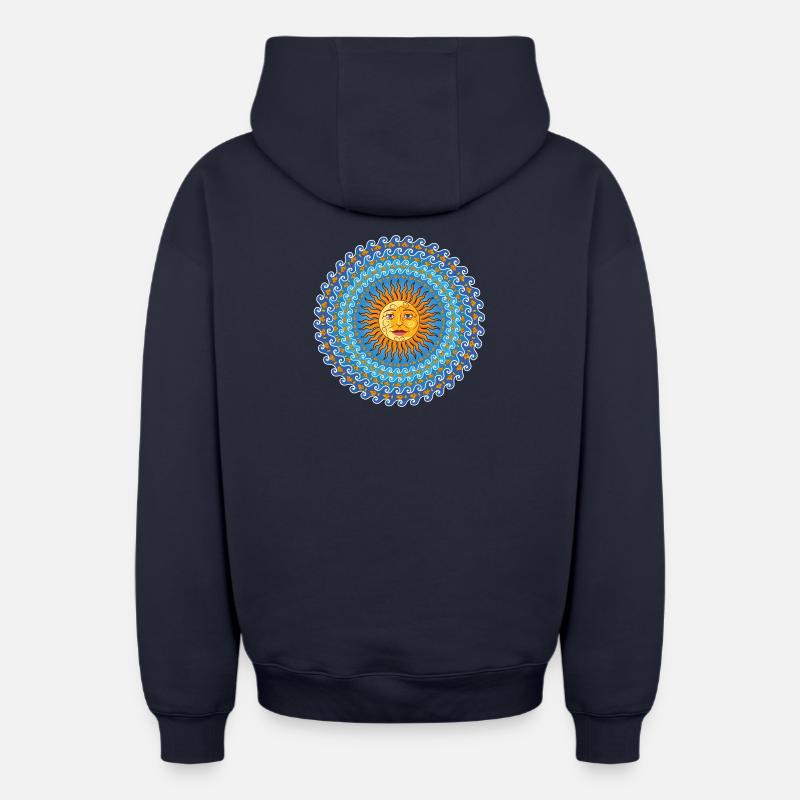 Soleil méditerranéen - Sweat à capuche unisexe zippé oversize épais SPREAD - bleu marine