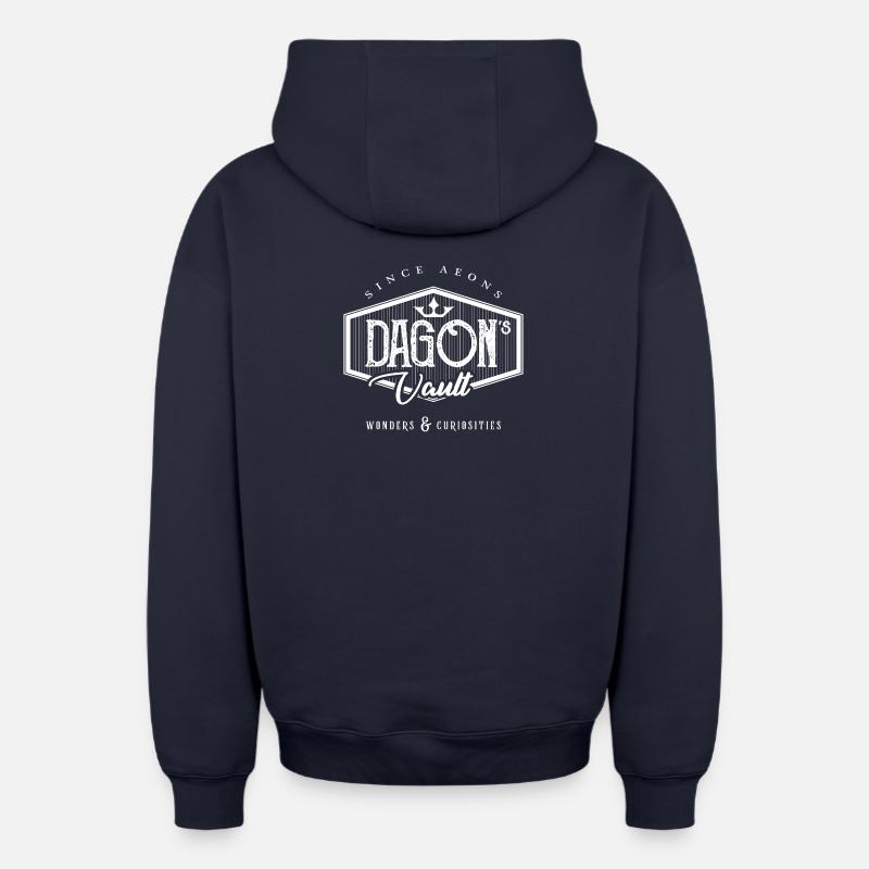 DAGON LOGO BLANC - Sweat à capuche unisexe zippé oversize épais SPREAD - bleu marine