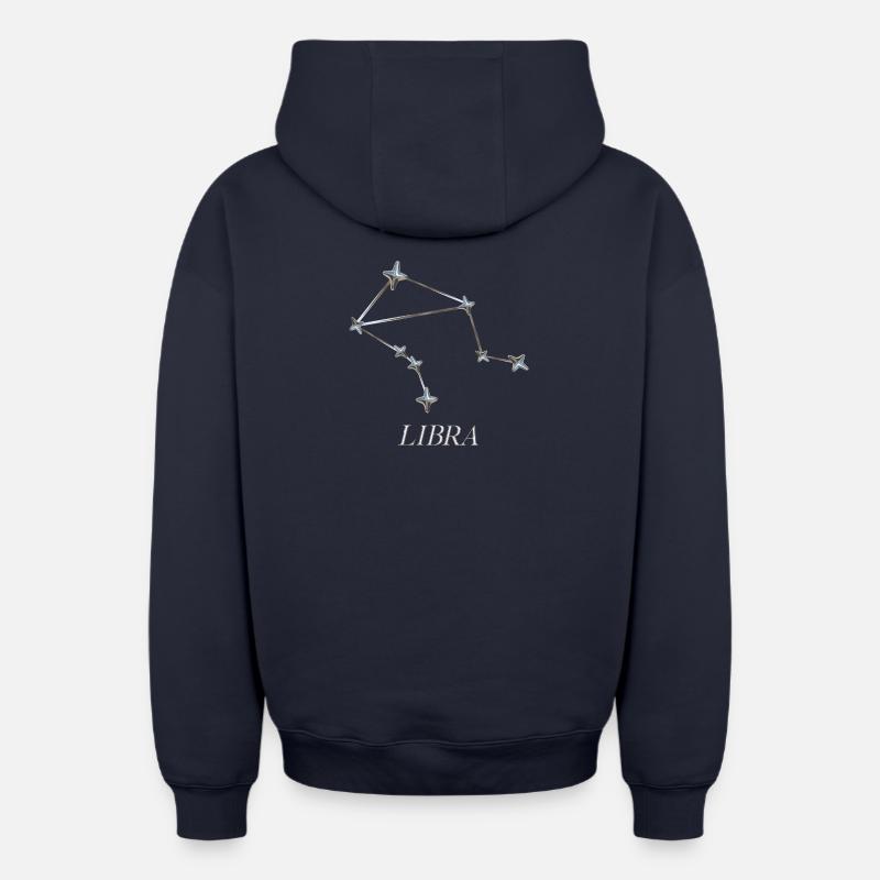 Libra Constellation – Silver Minimal Constellation - Oversized Heavyweight Unisex Zip Hoodie - navy