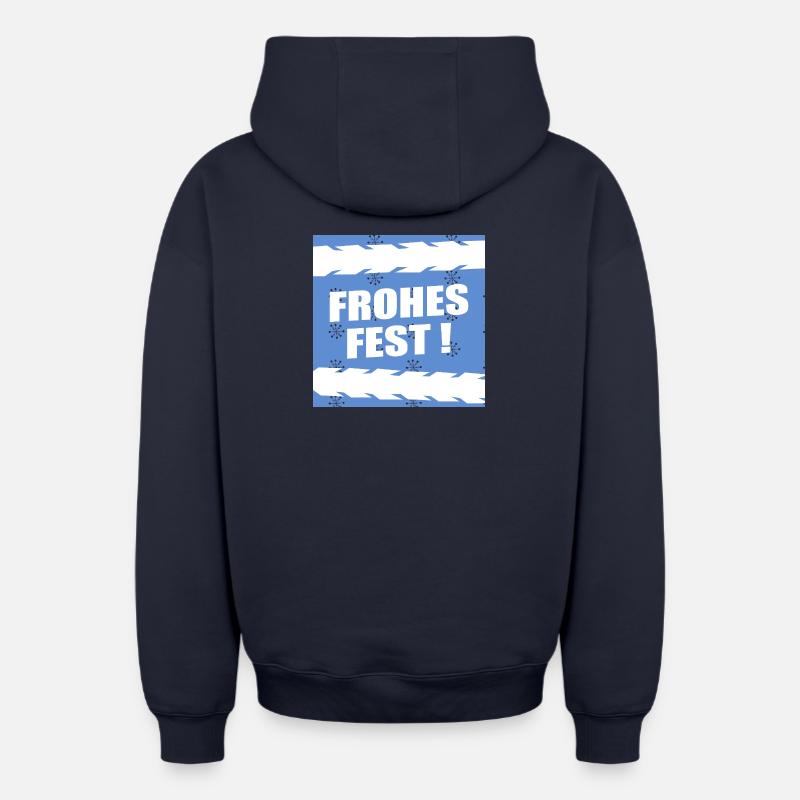Vélo de Noël Hiver - Sweat à capuche unisexe zippé oversize épais SPREAD - bleu marine