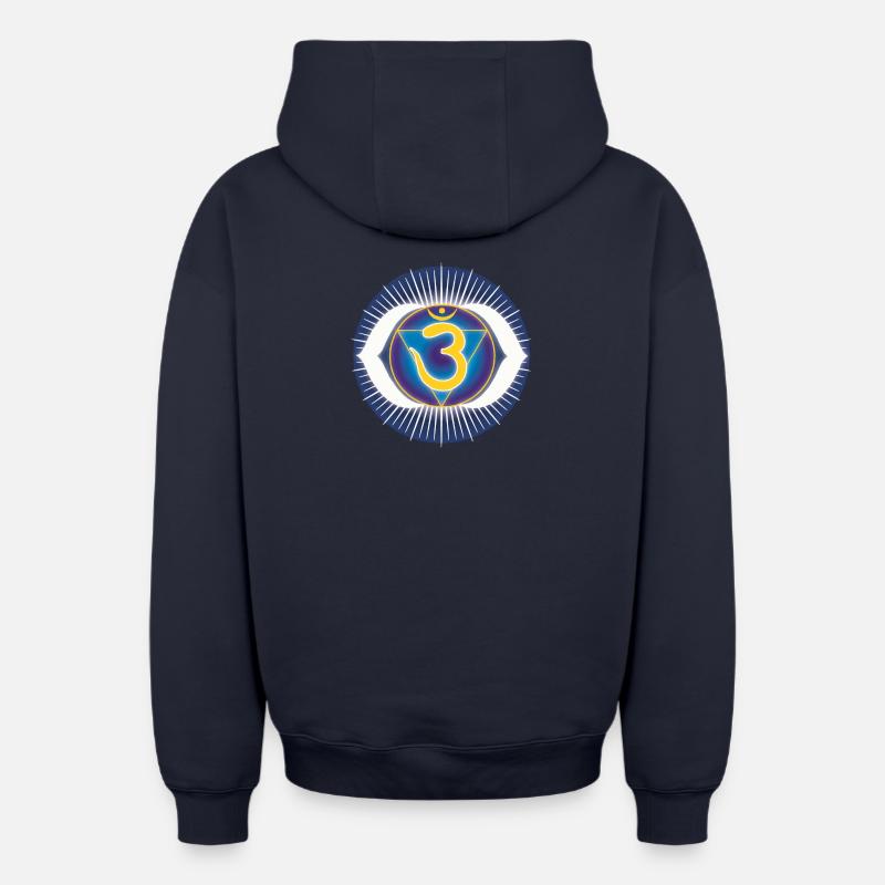 Chakra du front Ajna - Sweat à capuche unisexe zippé oversize épais SPREAD - bleu marine