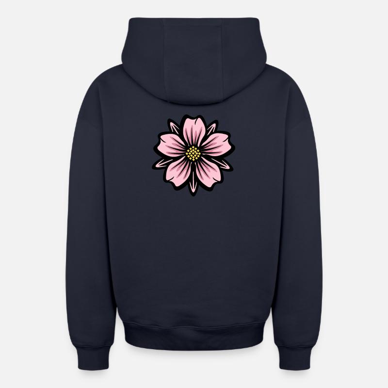 Splendeur de fleur rose - Sweat à capuche unisexe zippé oversize épais SPREAD - bleu marine