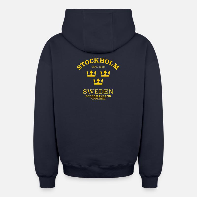Stockholm, Suède, Suède - Sweat à capuche unisexe zippé oversize épais SPREAD - bleu marine