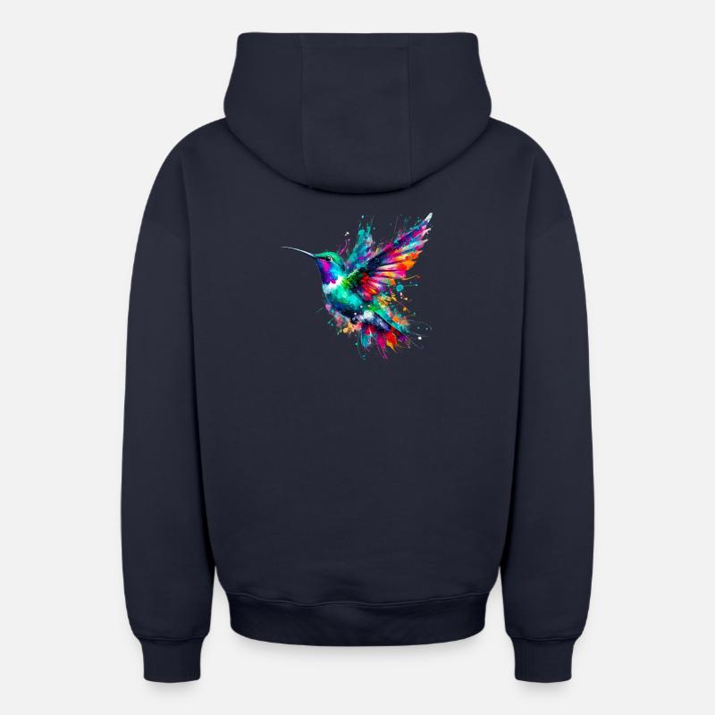 Colibri - Sweat à capuche unisexe zippé oversize épais SPREAD - bleu marine