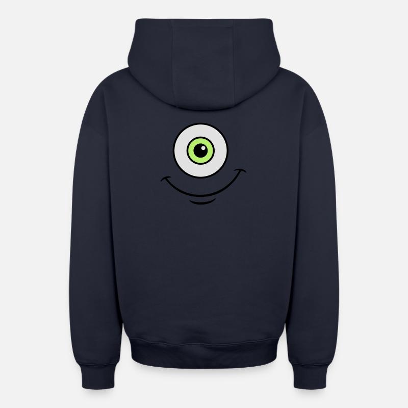 monster eye - Sweat à capuche unisexe zippé oversize épais SPREAD - bleu marine