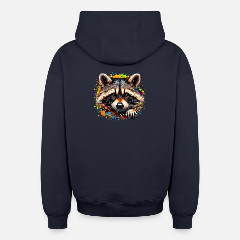 Raton laveur - Sweat à capuche unisexe zippé oversize épais SPREAD - bleu marine