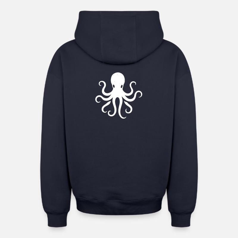 Pieuvre - Sweat à capuche unisexe zippé oversize épais SPREAD - bleu marine