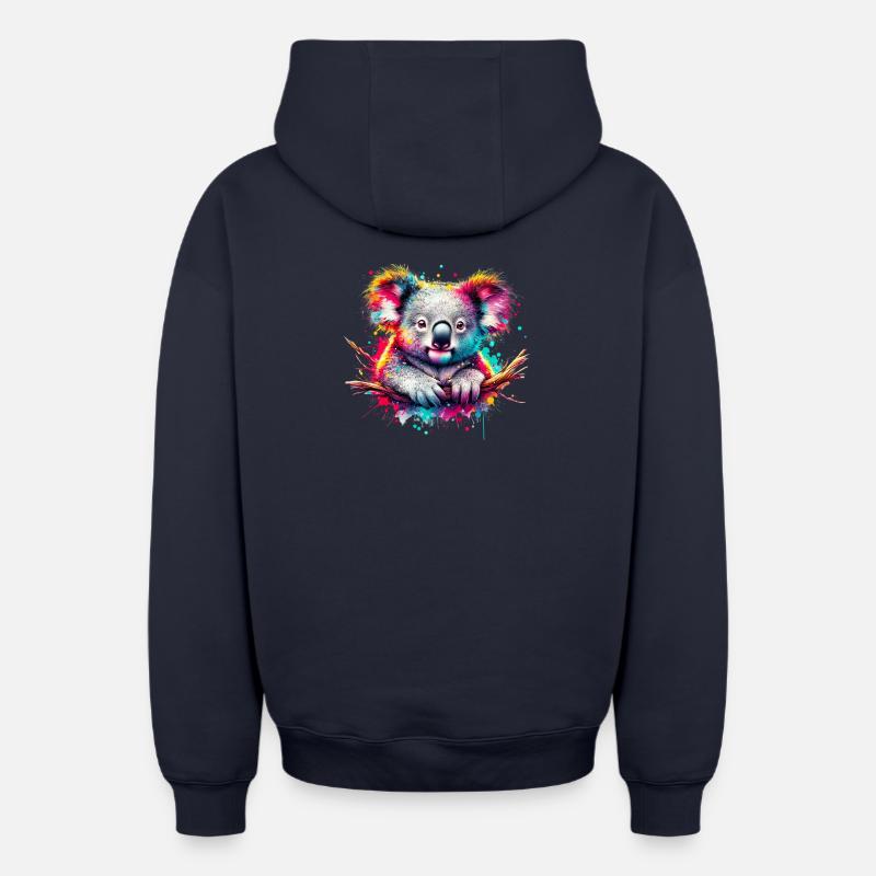 Koala - Sweat à capuche unisexe zippé oversize épais SPREAD - bleu marine