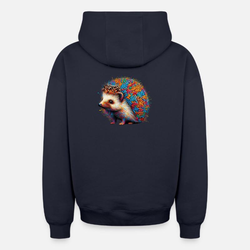 Hérisson - Sweat à capuche unisexe zippé oversize épais SPREAD - bleu marine