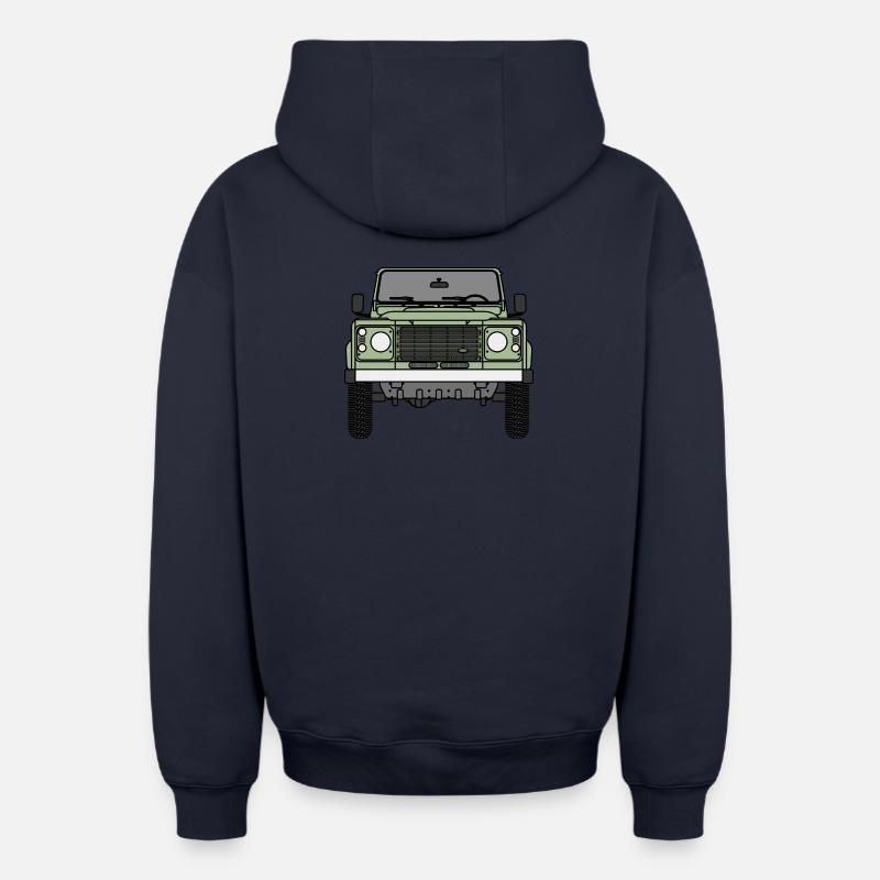 Defender - Front - Sweat à capuche unisexe zippé oversize épais SPREAD - bleu marine