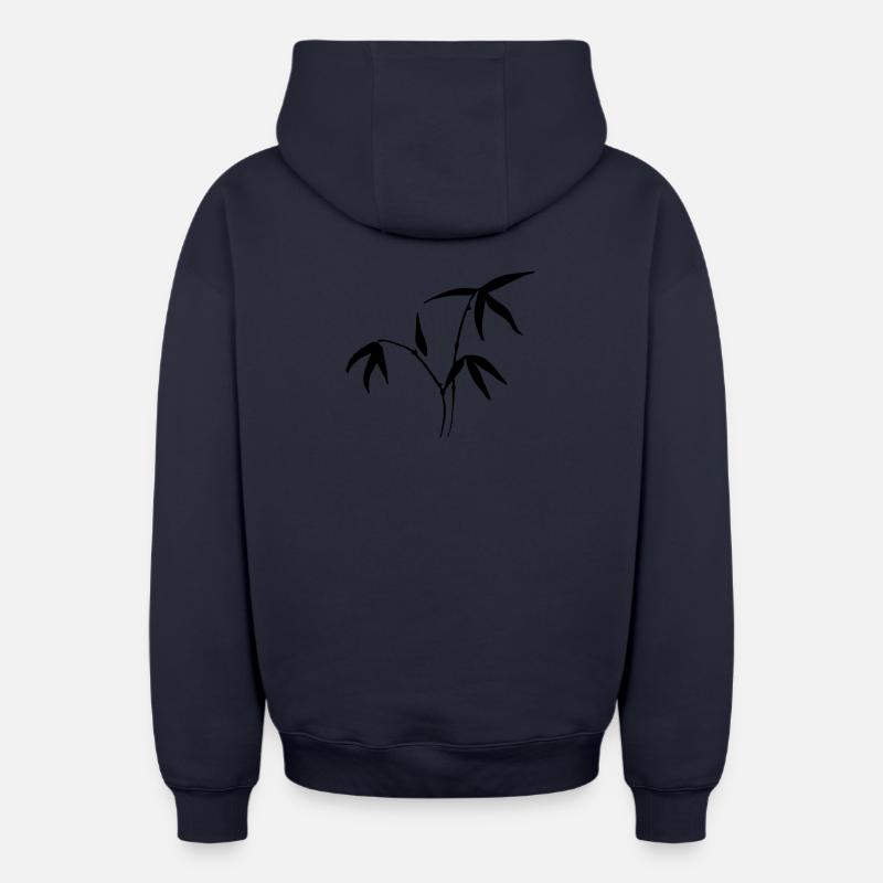 bambou - Sweat à capuche unisexe zippé oversize épais SPREAD - bleu marine