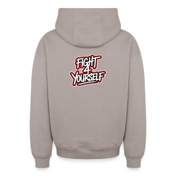 Fight 4 yourself - Oversized Heavyweight Unisex Zip Hoodie - taupe - Back - AI Model Male 178 light (178cm)