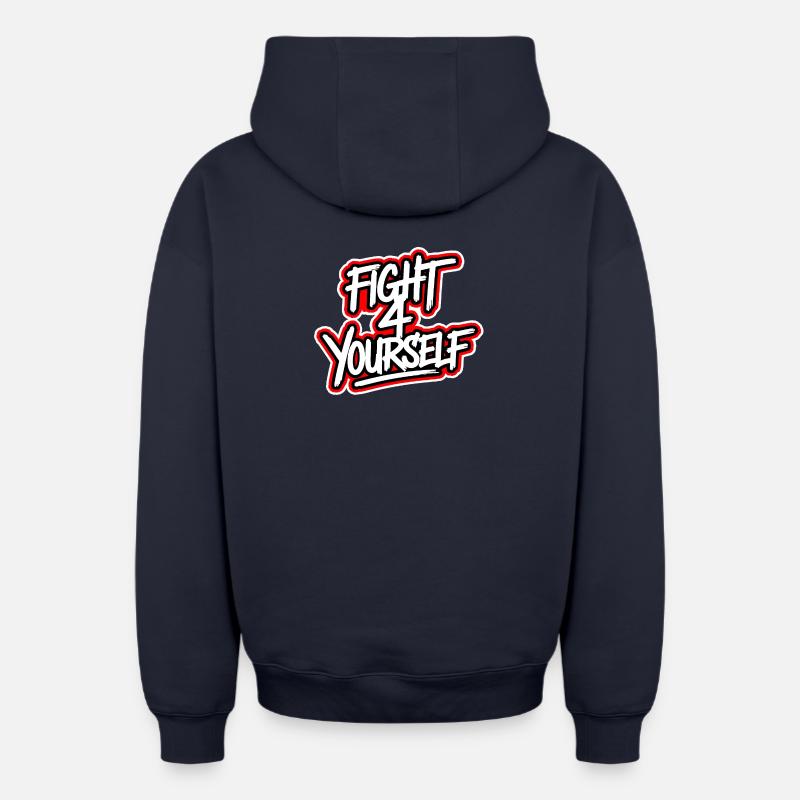 Fight 4 yourself - Oversized Heavyweight Unisex Zip Hoodie - Navy