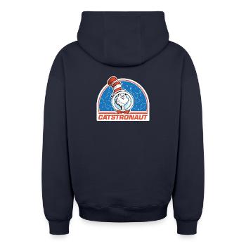 Cat In The Hat Catstronaut Design - Oversized Heavyweight Unisex Zip Hoodie - navy - Back - AI Model Male 185 dark (185cm)