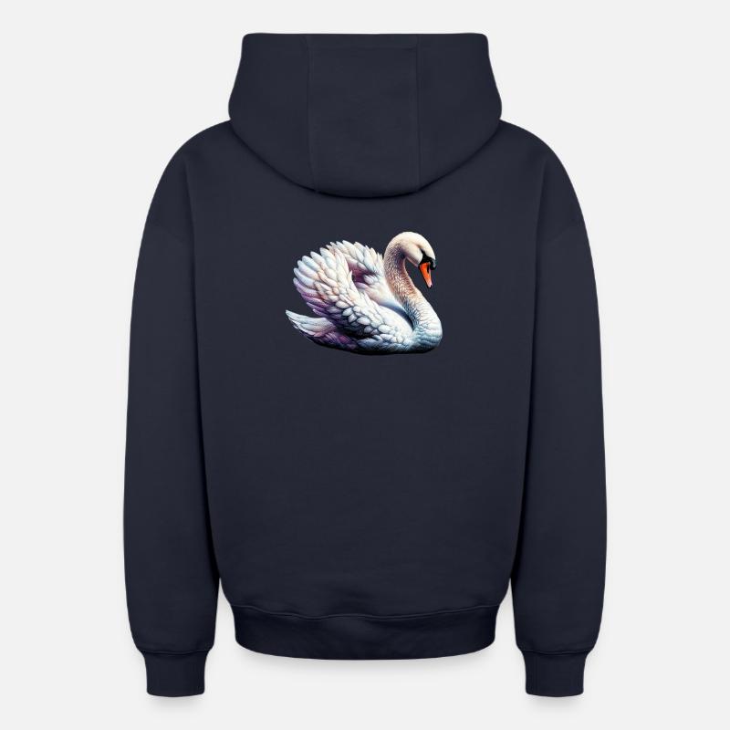 Cygne - Sweat à capuche unisexe zippé oversize épais SPREAD - bleu marine