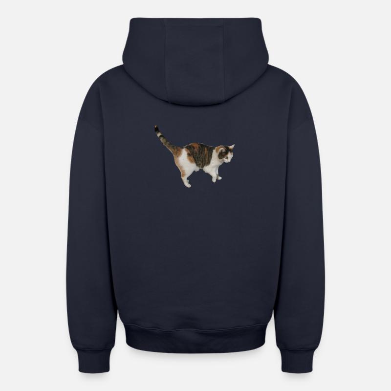 Chat - Sweat à capuche unisexe zippé oversize épais SPREAD - bleu marine