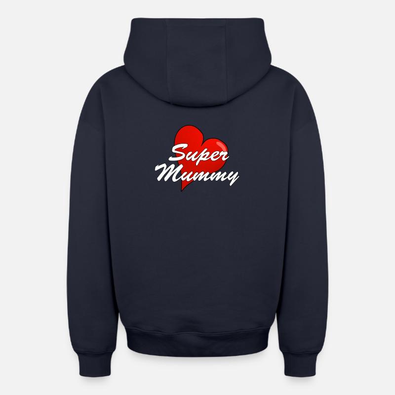 SUPER MAMAN - Sweat à capuche unisexe zippé oversize épais SPREAD - bleu marine