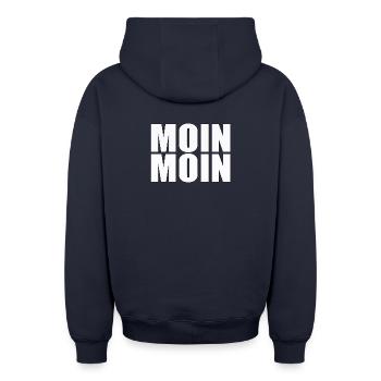 LUNE LUNAIRE - Sweat à capuche unisexe zippé oversize épais SPREAD - bleu marine - Dos - AI Model Male 185 dark (185cm)