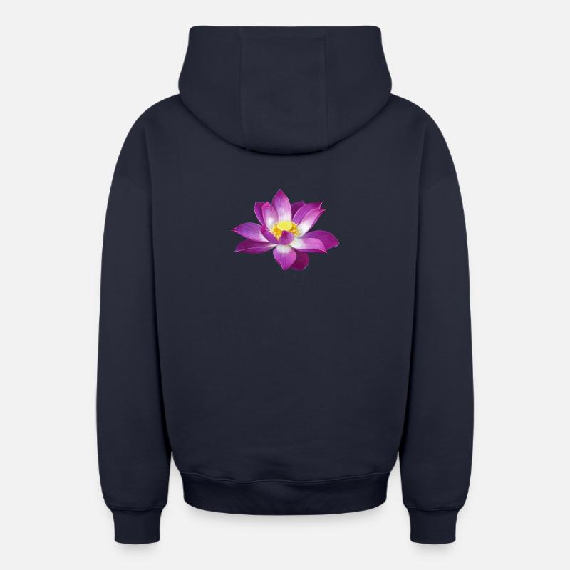 Lotus - Sweat à capuche unisexe zippé oversize épais SPREAD - bleu marine