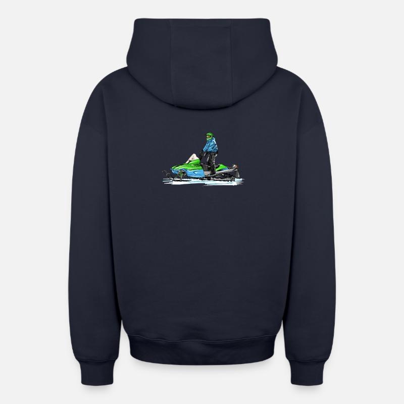 Motoneige - Sweat à capuche unisexe zippé oversize épais SPREAD - bleu marine