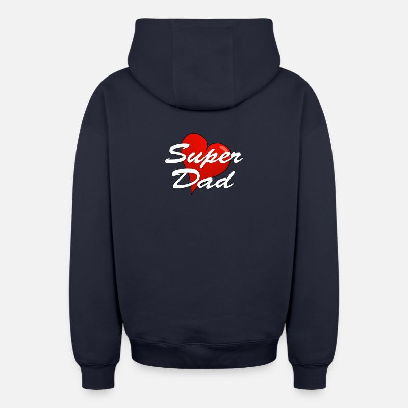 Super papa - Sweat à capuche unisexe zippé oversize épais SPREAD - bleu marine