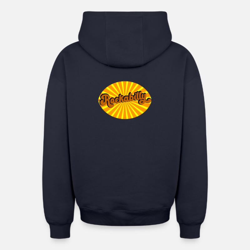 Rockabilly Vibes Rétro - Sweat à capuche unisexe zippé oversize épais SPREAD - bleu marine