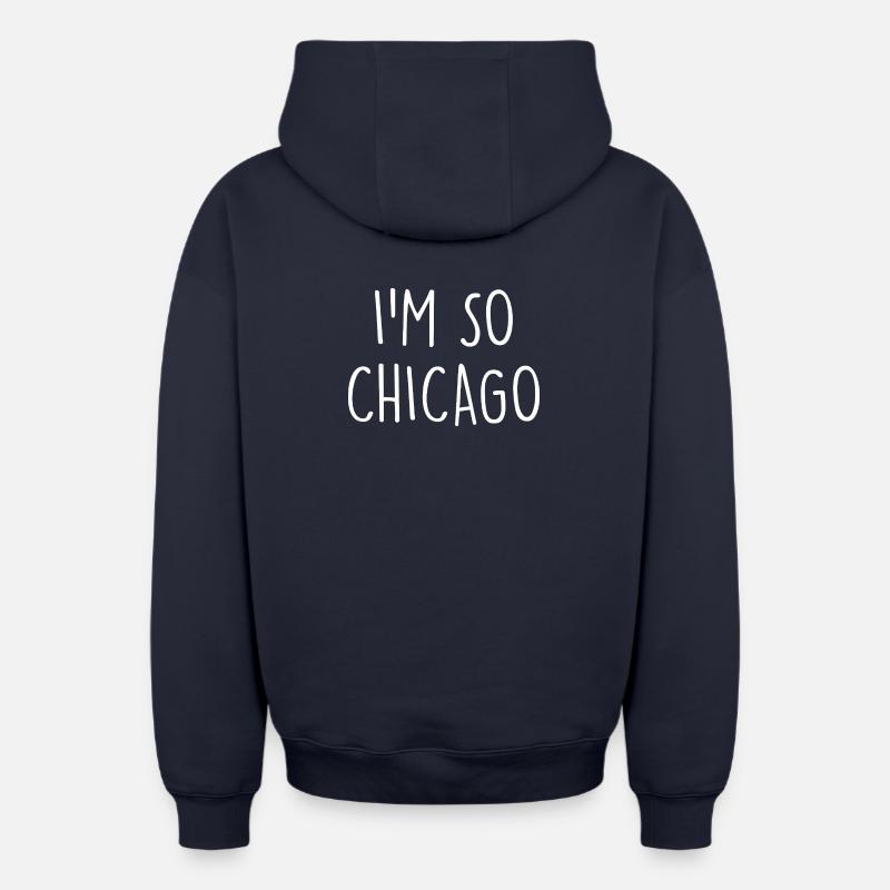 Chicago - Sweat à capuche unisexe zippé oversize épais SPREAD - bleu marine